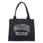 Ganni Elegant Canvas Tote Bag Phantom Gray, Dam