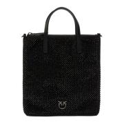 PINKO Strass Jewel Mini Shopper Väska Black, Dam