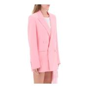 Msgm Dubbelknäppt blazer med satinfinish Pink, Dam