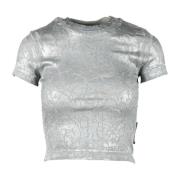 Diesel Bomull Elastan T-shirt Gray, Dam