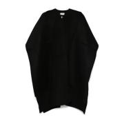 TotêMe Svart Oversized Ulljacka med Avtagbar Scarf Black, Dam