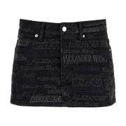 Alexander Wang Broderad Mini Kjol Black, Dam