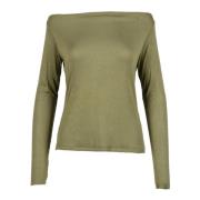 NIU Elegant Viskos Elastan Stickad Topp Green, Dam