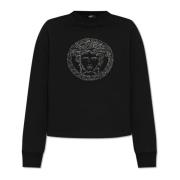 Versace Sweatshirt med skimrande kristaller Black, Dam