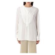 By Malene Birger Ren Vit Sidenblandning Skjorta Bib-Front White, Dam