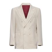 Brunello Cucinelli Beige Corduroy Dubbelknäppt Blazer Jacka Beige, Her...