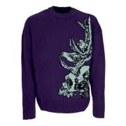 Dolly Noire Skull Jacquard Sweater Lila Dam Purple, Herr