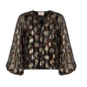 Freebird Paisley Blus med Lurex Detaljer Multicolor, Dam