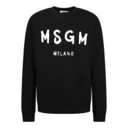 Msgm Svart Sweatshirt Elegans Rundhals Långärmad Black, Herr