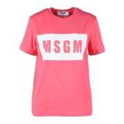 Msgm Bomull T-shirt med unik design Pink, Dam