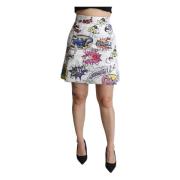 Dolce & Gabbana Cartoon Brokad Mini Kjol Multicolor, Dam