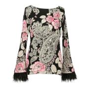 Twinset Viskos Sweaters med Blommönster Black, Dam