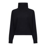 Brunello Cucinelli Svart Turtlenecktröja Engelsk Ribbstickning Black, ...