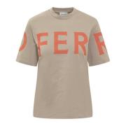 Salvatore Ferragamo Maxi Logo Kortärmad T-shirt Beige, Dam