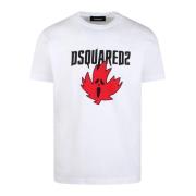 Dsquared2 Horror Maple Leaf Grafiskt Tryck T-Shirt White, Herr