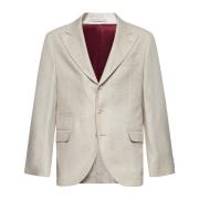 Brunello Cucinelli Beige Ylleblandning Blazer Jacka Beige, Herr