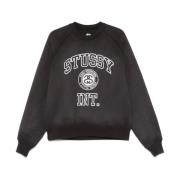 Stüssy Svart Logo Print Crew Neck Sweater Black, Herr