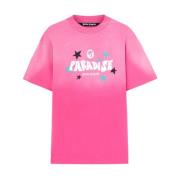 Palm Angels Grafiskt Tryck Crew Neck T-shirts Pink, Herr