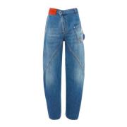 JW Anderson Broderad Logotyp Denim Jeans Blue, Dam