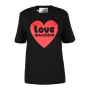 Love Moschino Bomull T-shirt med Stiligt Design Black, Dam