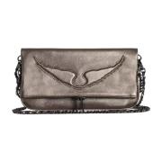 Zadig & Voltaire Grå Metallic Läder Rock Clutch Väska Gray, Dam