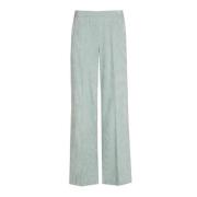 Marie Méro Velour Wide-Leg Byxor i Mintgrön Green, Dam