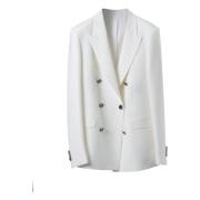 Tagliatore Stretch Double Breast Blazer White, Herr