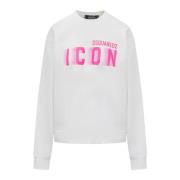 Dsquared2 Vit Crew Sweatshirt med Bokstäver White, Dam