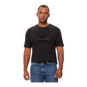 Calvin Klein Svart Logotyp Bomull T-shirt Black, Herr