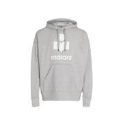 Isabel Marant Logotyp Huvtröja Sweatshirt Känguruficka Gray, Herr