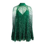 Alice + Olivia Grön Klänning med Cape Overlay Green, Dam