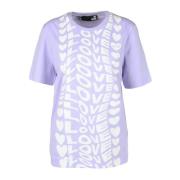 Love Moschino Bomull T-shirt med Stiligt Design Purple, Dam