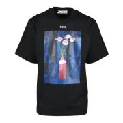 Msgm Bomull T-shirt med unik design Black, Herr