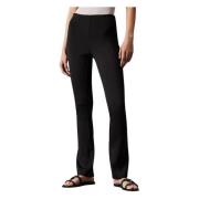 Calvin Klein Slim Flare Teknisk Stickad Byxa Black, Dam