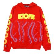 Octopus Röd Lättvikts Octopus Hoodie Sweatshirt Red, Herr