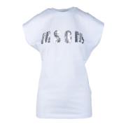 Msgm Bomull T-shirt med unik stil White, Dam