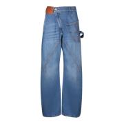 JW Anderson Blå Bomull Asymmetrisk Löst Passform Jeans Blue, Dam