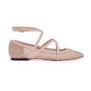 Jimmy Choo Kristallnät Mesh Ballerina Flats Pink, Dam