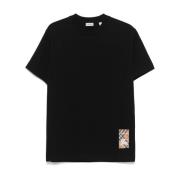 Burberry Svart Jersey Textur Check Logo T-shirt Black, Herr