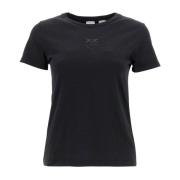 Pinko Broderade Love Birds Crew Neck T-Shirt Black, Dam