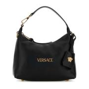 Versace Svart läder Hobo Handväska Black, Dam