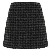 MC2 Saint Barth Tweed Mini Kjol Svart Ull Black, Dam