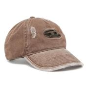 Diesel Brun baseballkeps med distressed denim Brown, Herr