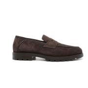 Santoni Shearlingfodrade kaffefärgade loafers Brown, Herr