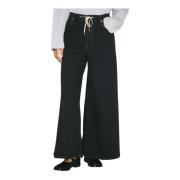 Marni Stretch Wide-Leg Denim Jeans Black, Dam