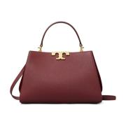 Tory Burch Bordeaux Läder Väska med Mocka Finish Red, Dam