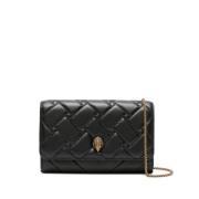 Kurt Geiger Svart läderclutch med glasapplikationer Black, Dam