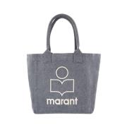 Isabel Marant Svart Bomull Shopper Väska med Topp Handtag Black, Dam