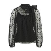 Riani Sidenblus i Tulle med Blomsterbroderi Black, Dam