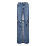 Coperni Flared Denim Jeans med knappdetalj Blue, Dam